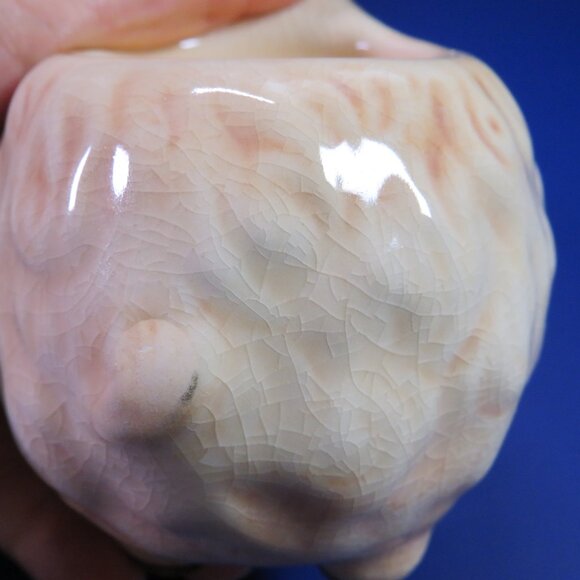 Tan Sheep Lamb (2) Tea Light Holders w Tree design on side Has Crazing Ceramic - Picture 10 of 15